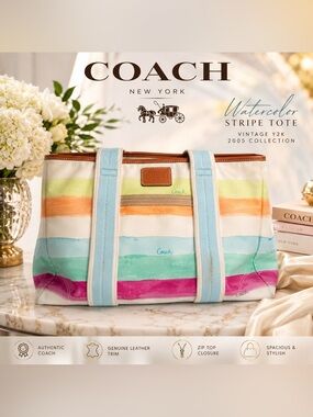 Coach Watercolor Stripe Gallery Tote | Style 10067 | MSRP $248 | Rare Y2K
